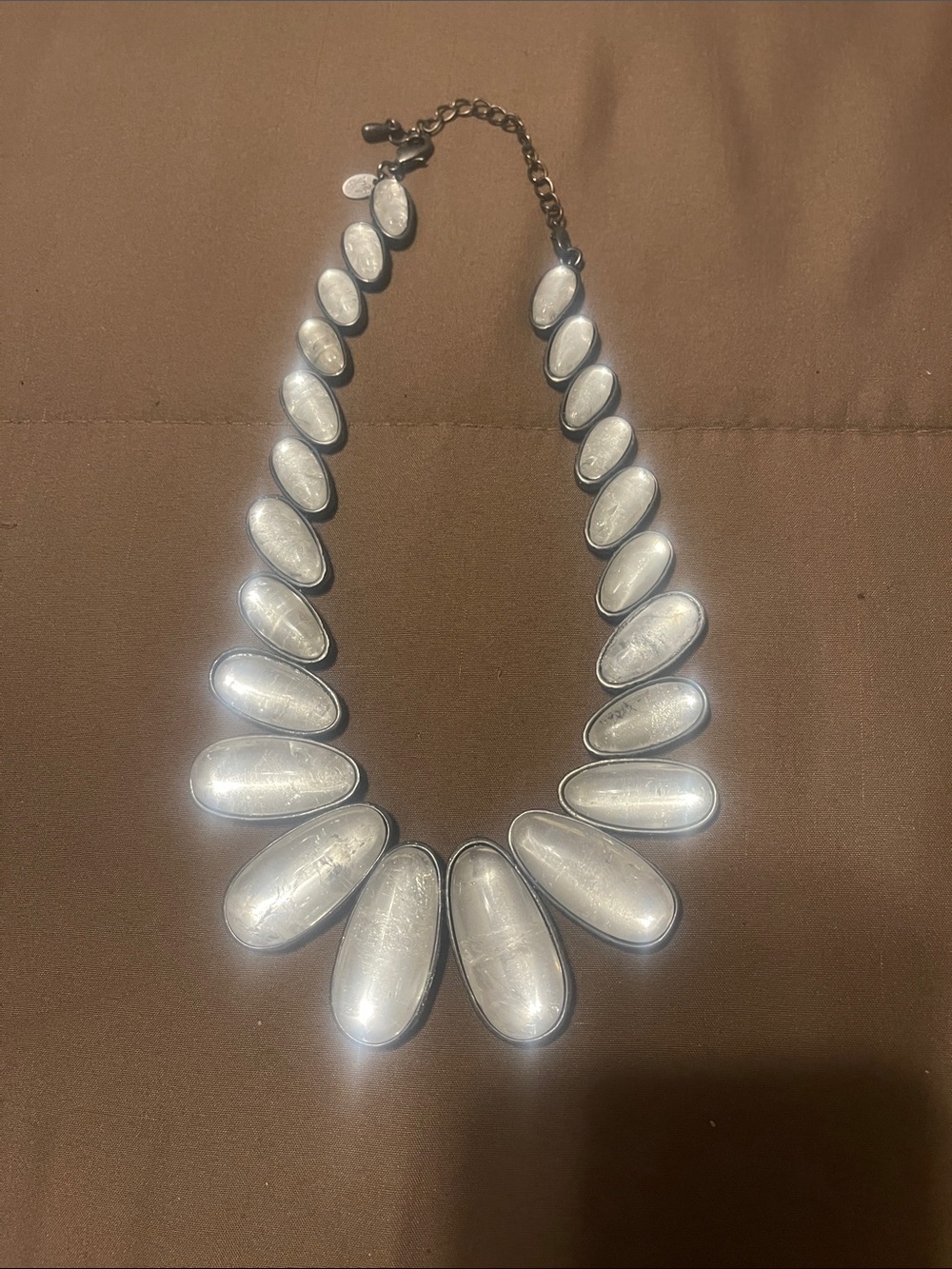 Kiam Family necklace, Elegant White Clear Statement Necklace - Picture 5 of 5